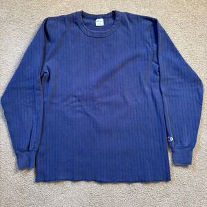 Vintage Champion Crewneck Longsleve Mens Large Blue 80s-90s Made in USA